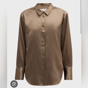 NWT FRAME Standard Silk Top Blouse Cypress SZ M
